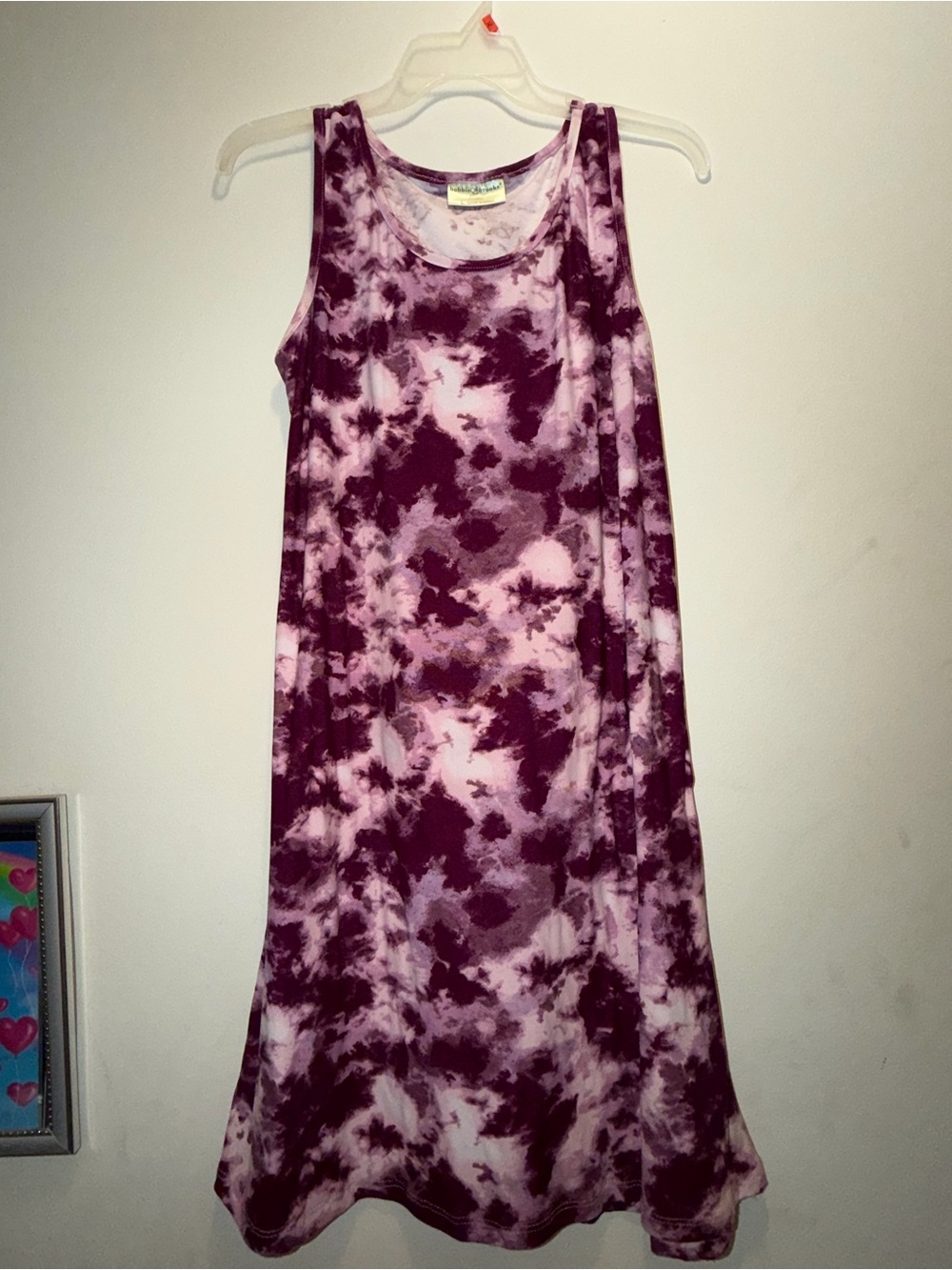 Bobbi Brown Sleeveless Tie-Dye Midi Dress in Plum and Light Pink